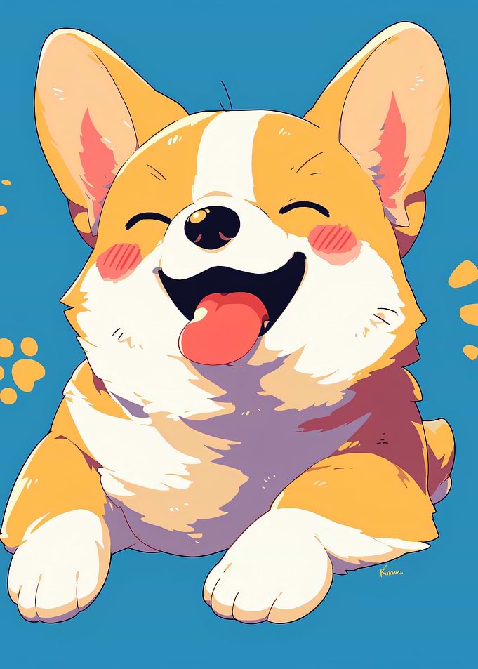 Happy Corgi Puppy Illustration