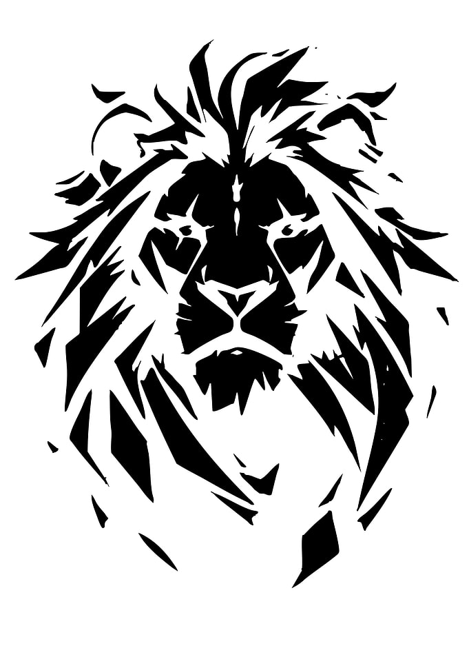 Stylized Black and White Lion Head