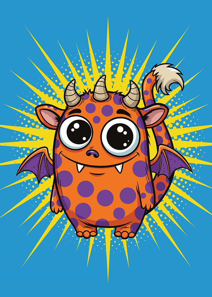 Cute Orange Polka Dot Monster