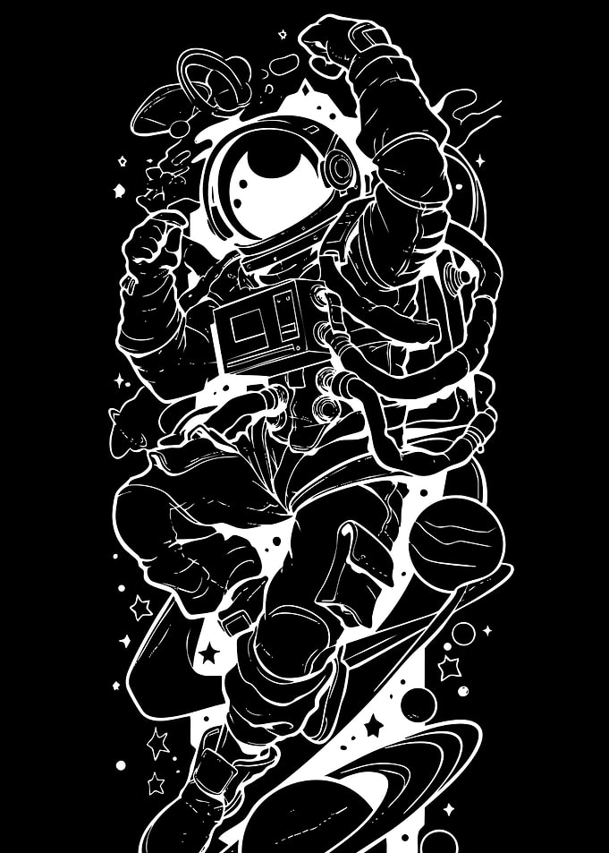 Astronaut Floating in Deep Space