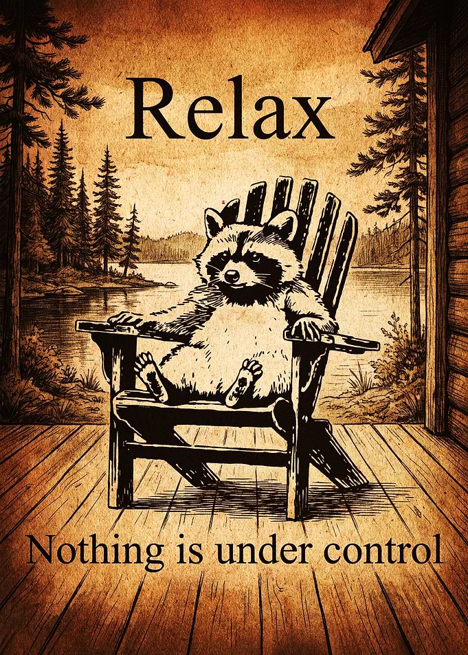 Relaxing Raccoon Poster