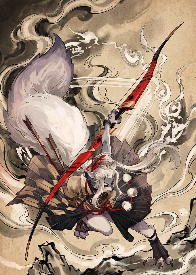 Fox Spirit Archer in Traditional Attire