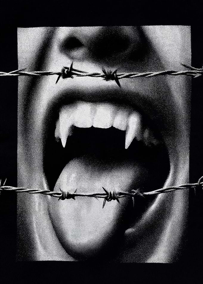 Vampire Mouth Behind Barbed Wire