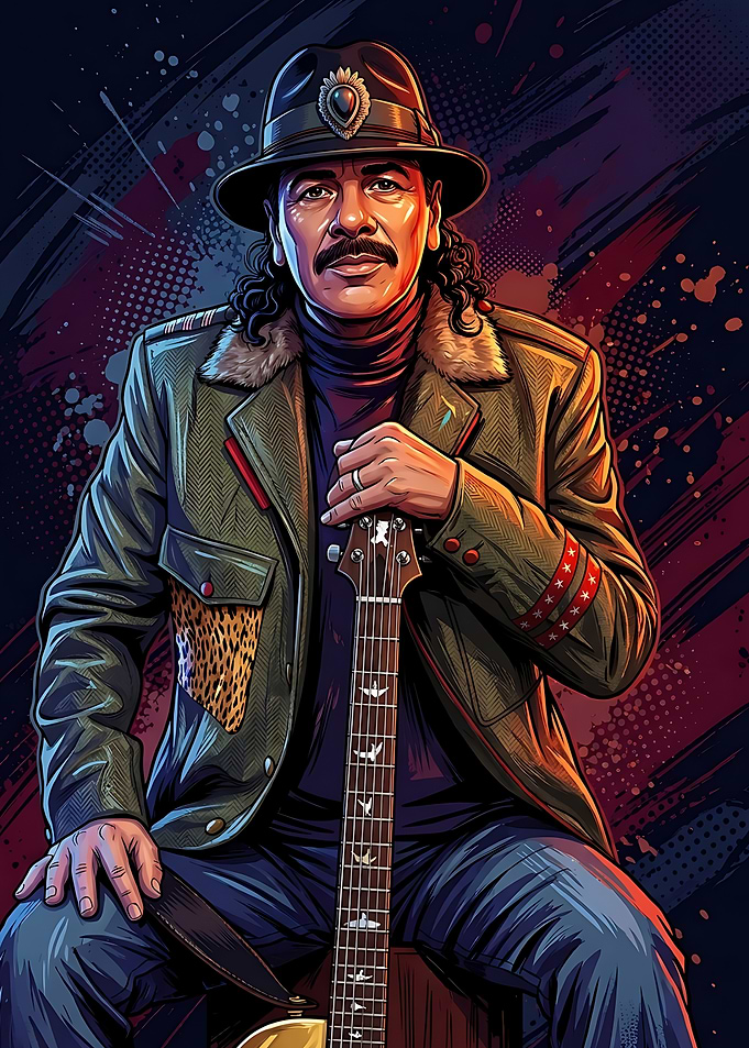 Carlos Santana Portrait Illustration