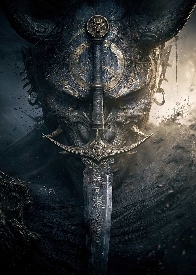 Dark Fantasy Demon with Ancient Sword