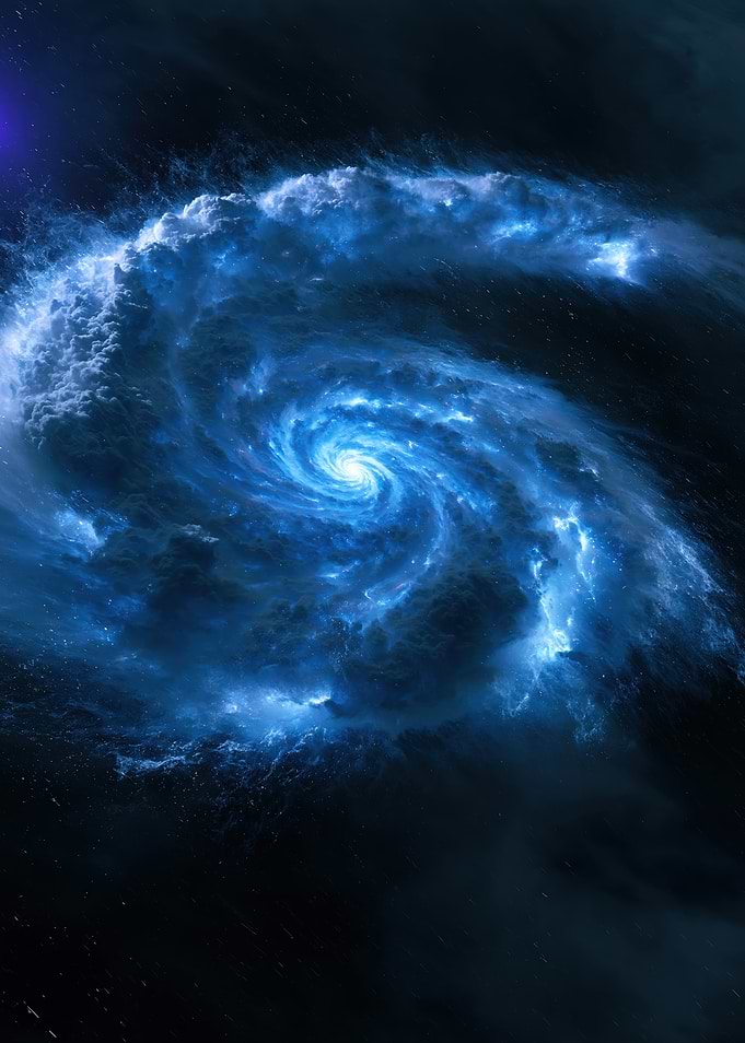 Glowing Blue Spiral Galaxy Nebula
