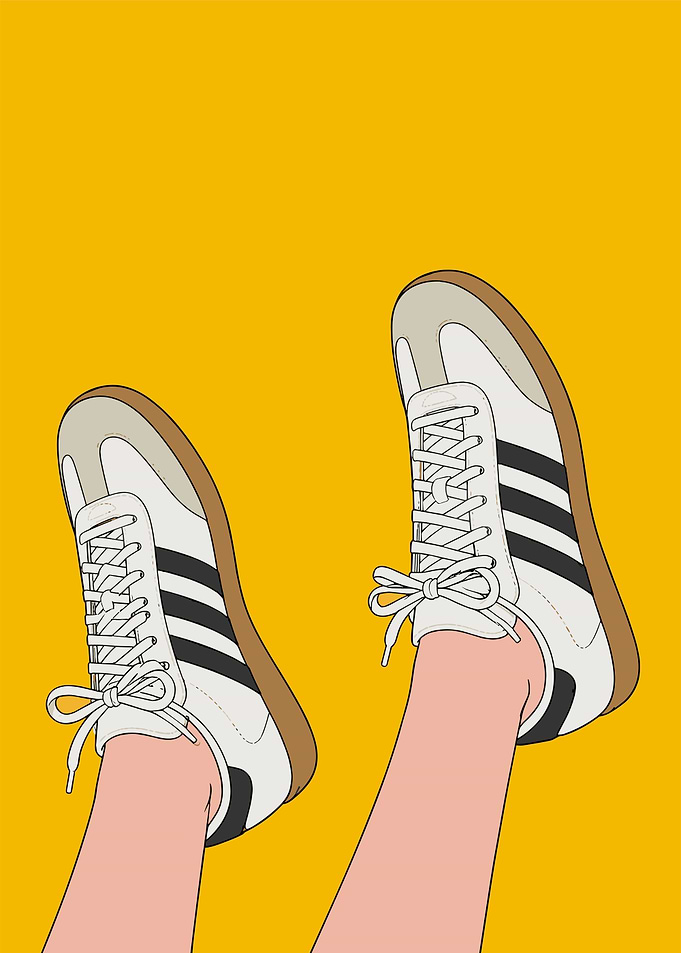 Adidas Samba Sneakers on Yellow Background