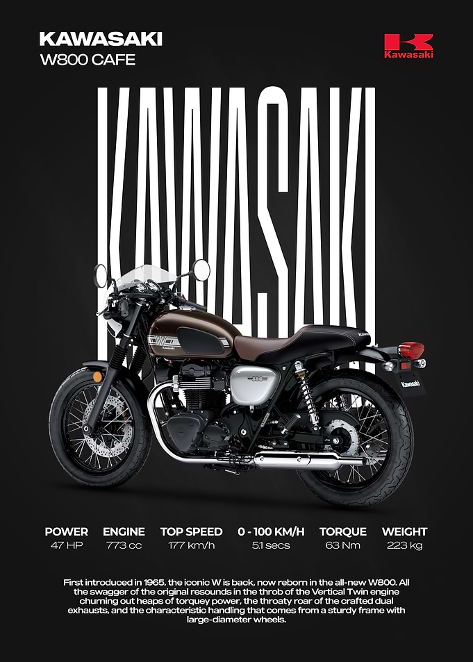 Kawasaki W800 Cafe Motorcycle Advertisement