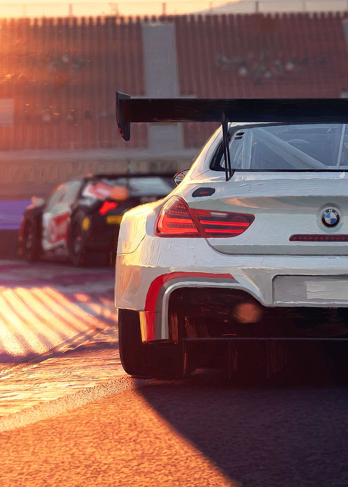 BMW Race Car at Sunset