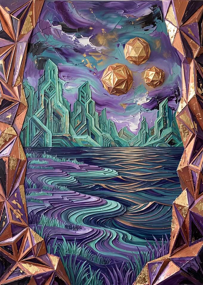 Abstract Geometric Fantasy Landscape Painting