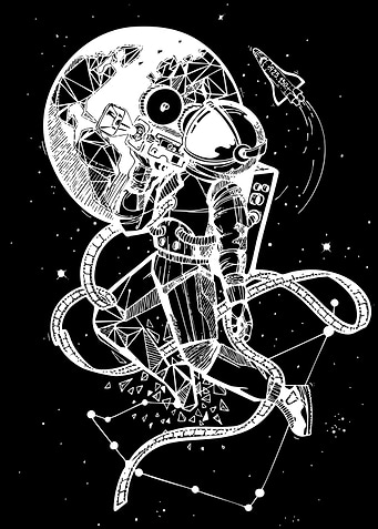 Astronaut Filming Earth Space Illustration