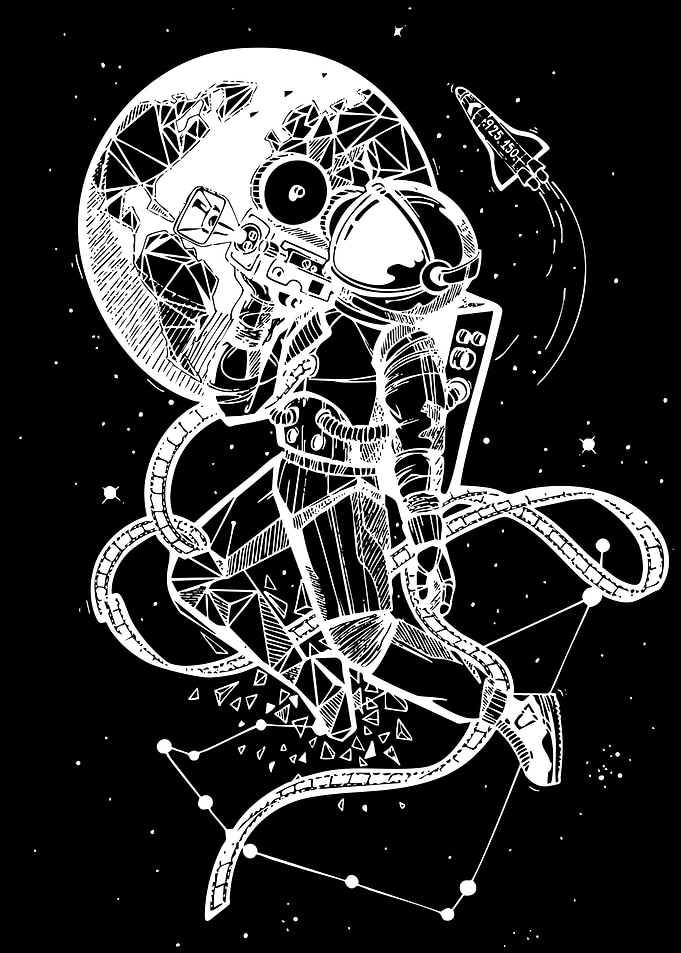 Astronaut Filming Earth Space Illustration