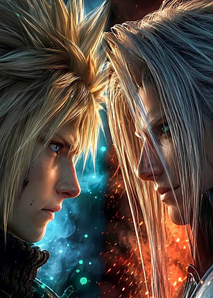 Cloud Strife and Sephiroth Face-off