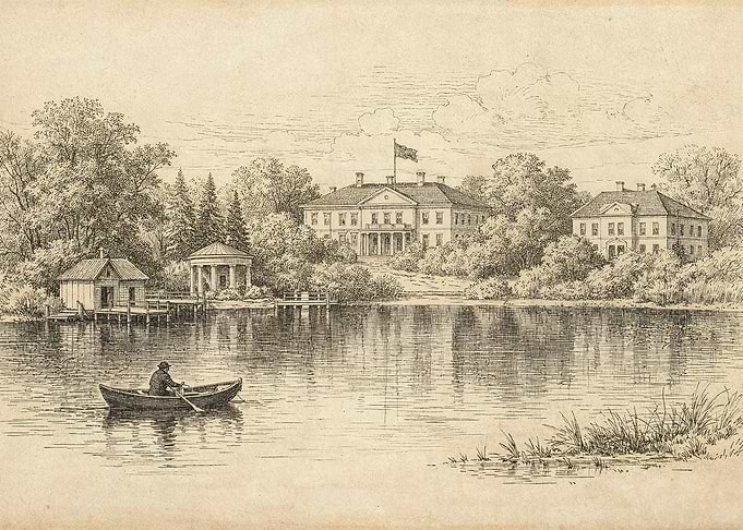 Minimalist Vintage Antique Building Sketch Art