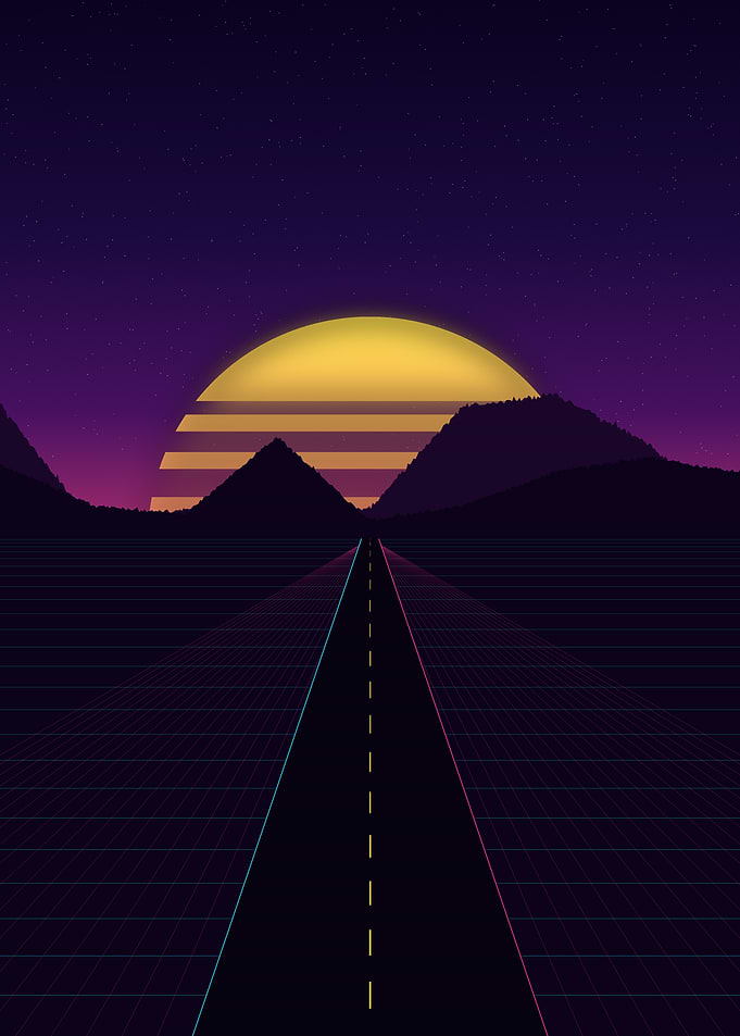 Neon Overdrive - Retro Synthwave Highway at Sunset