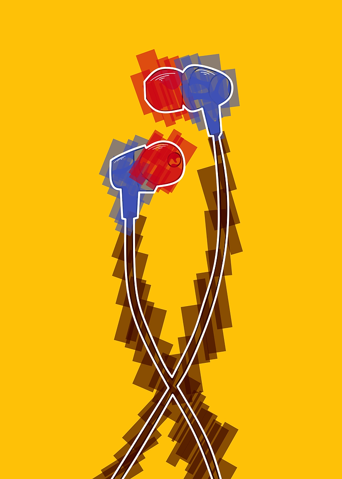 Abstract Pop Art Earphones Illustration