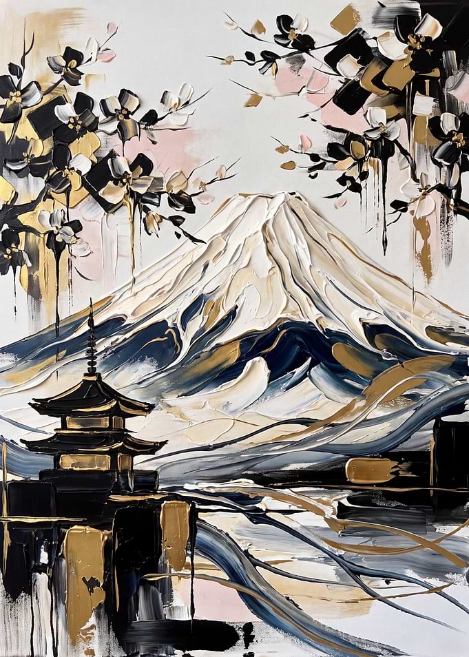 Abstract Mount Fuji and Pagoda Painting