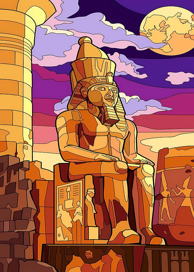 Stained Glass Style Egyptian Pharaoh Statue