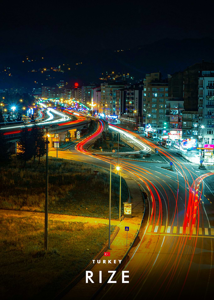 Nighttime Long Exposure of Rize Turkey