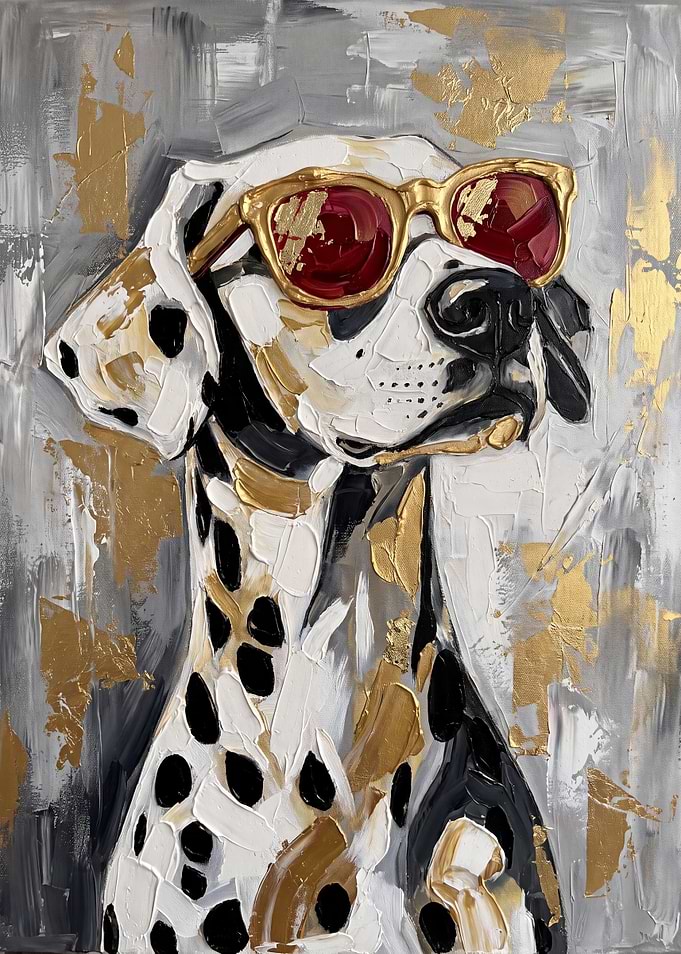 Stylish Dalmatian with Red Sunglasses Painting