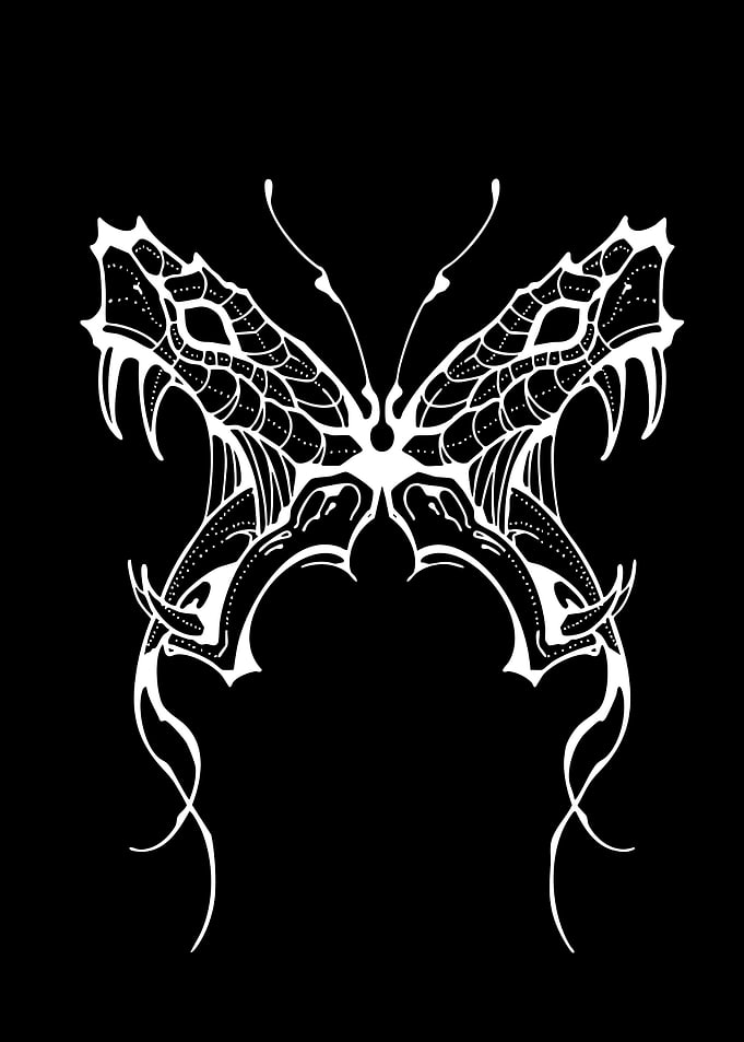 Gothic Tribal Butterfly Illustration