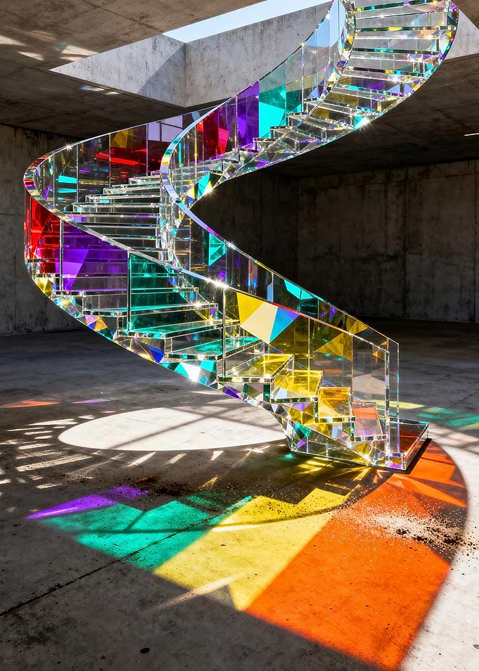 Iridescent Rainbow Spiral Staircase