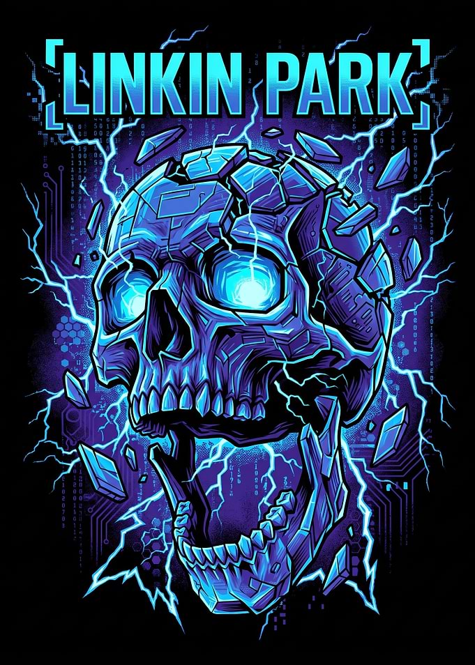 Linkin Park Cyber Skull Graphic