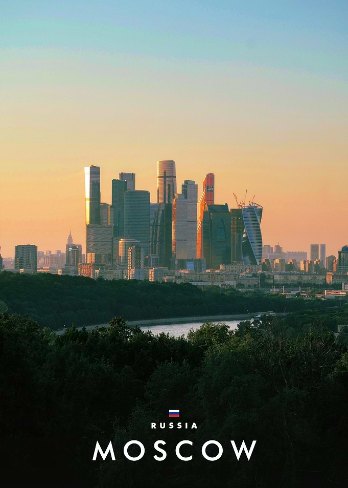 Moscow City Skyline at Sunset