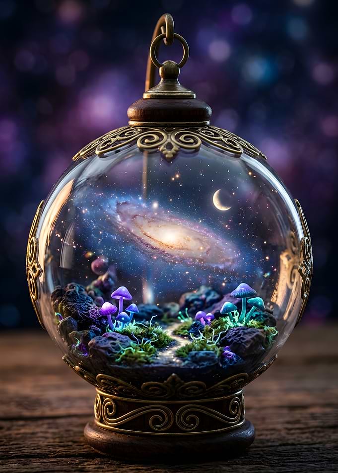 Galaxy in a Glass Mushroom Terrarium