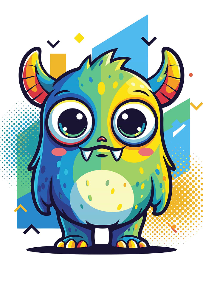 Cute Colorful Cartoon Monster Illustration