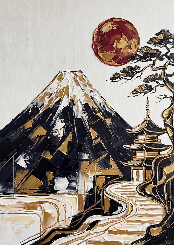 Textured Gold and Black Mount Fuji