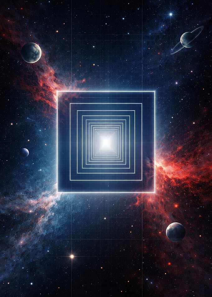 Neon Square Portal in Deep Space