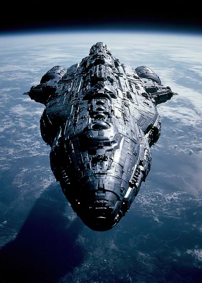 Massive Spaceship Orbiting Earth