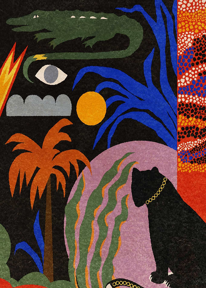 Stylized Jungle Scene with Black Panther