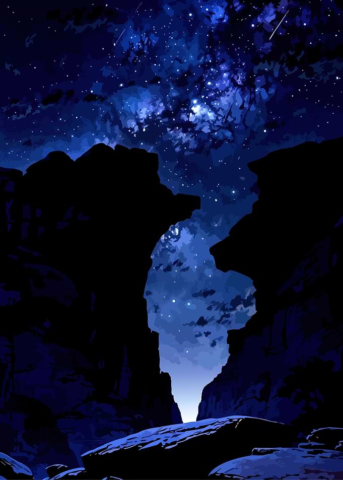 Starry Night Canyon Silhouette