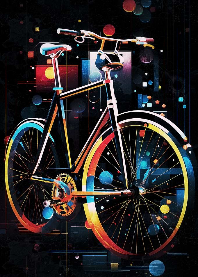 Abstract Neon Bicycle Art