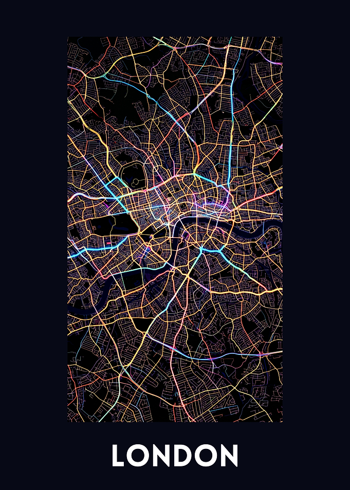 Neon London City Map Art