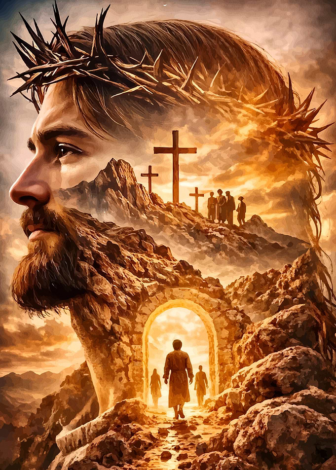 Jesus Christ Double Exposure Landscape