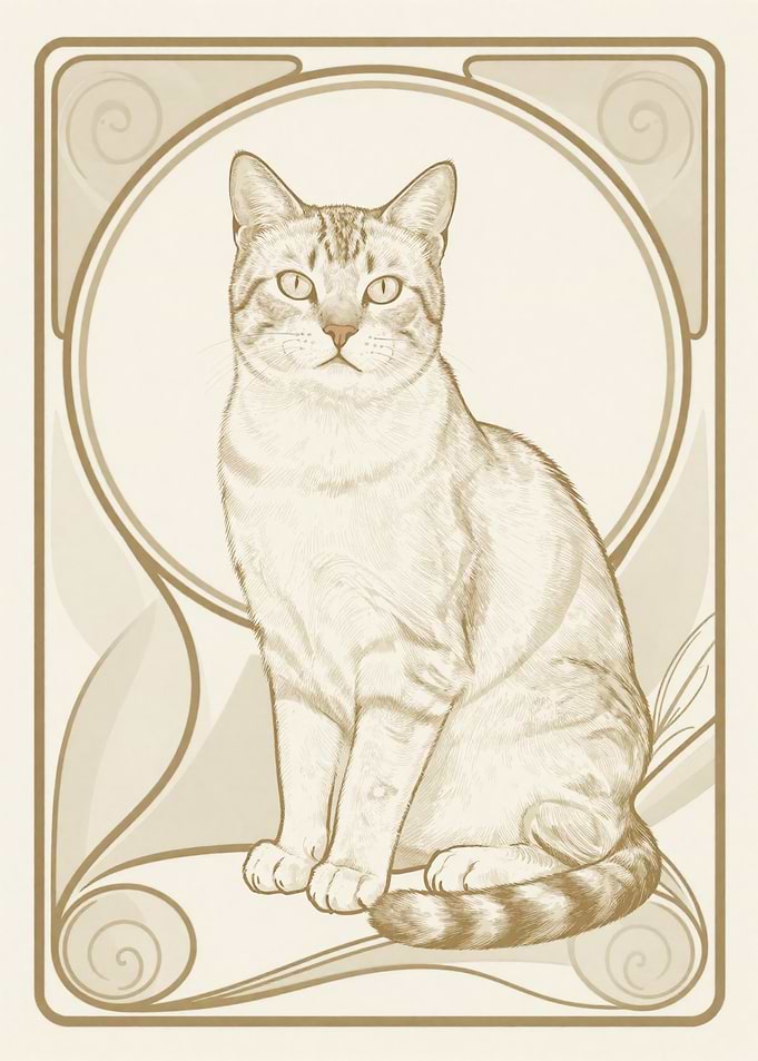 Art Nouveau Style Cat Portrait