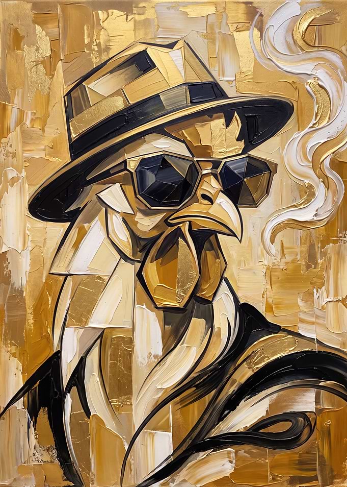 Cool Rooster in Fedora and Sunglasses