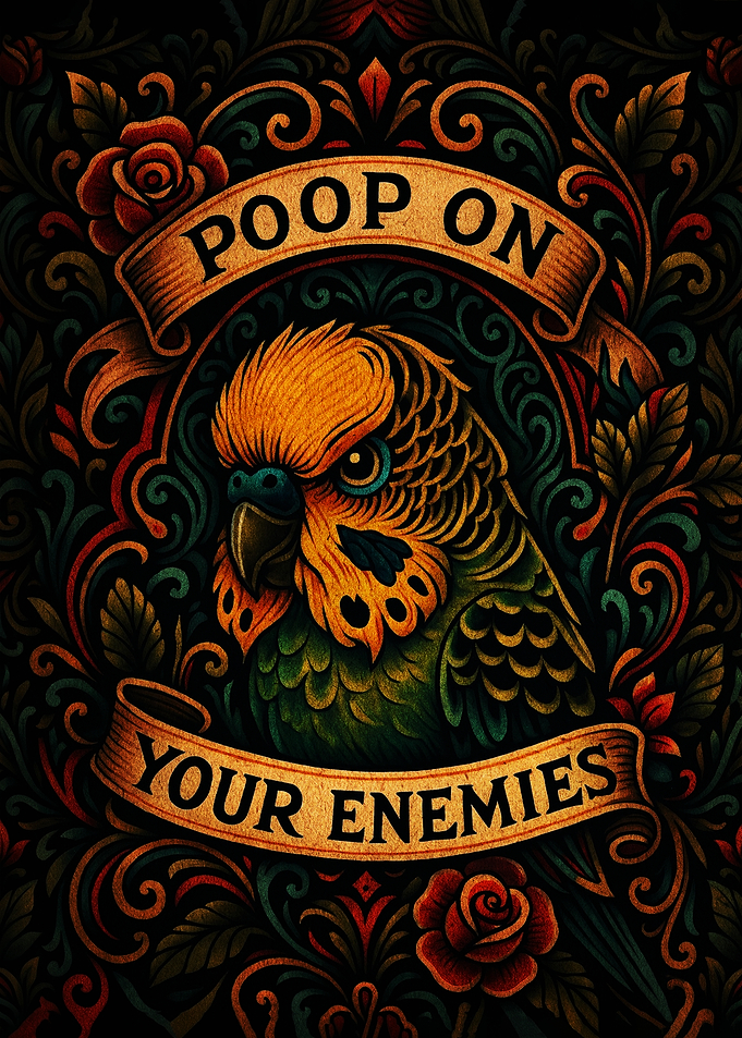 Poop On Your Enemies Parrot Poster