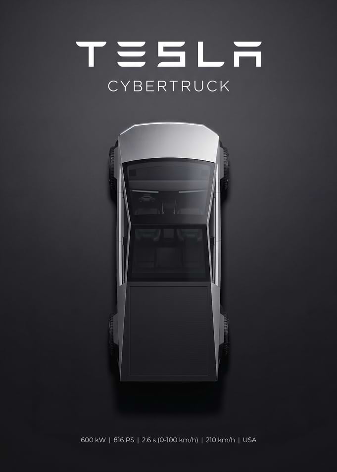 Tesla Cybertruck Top View Poster