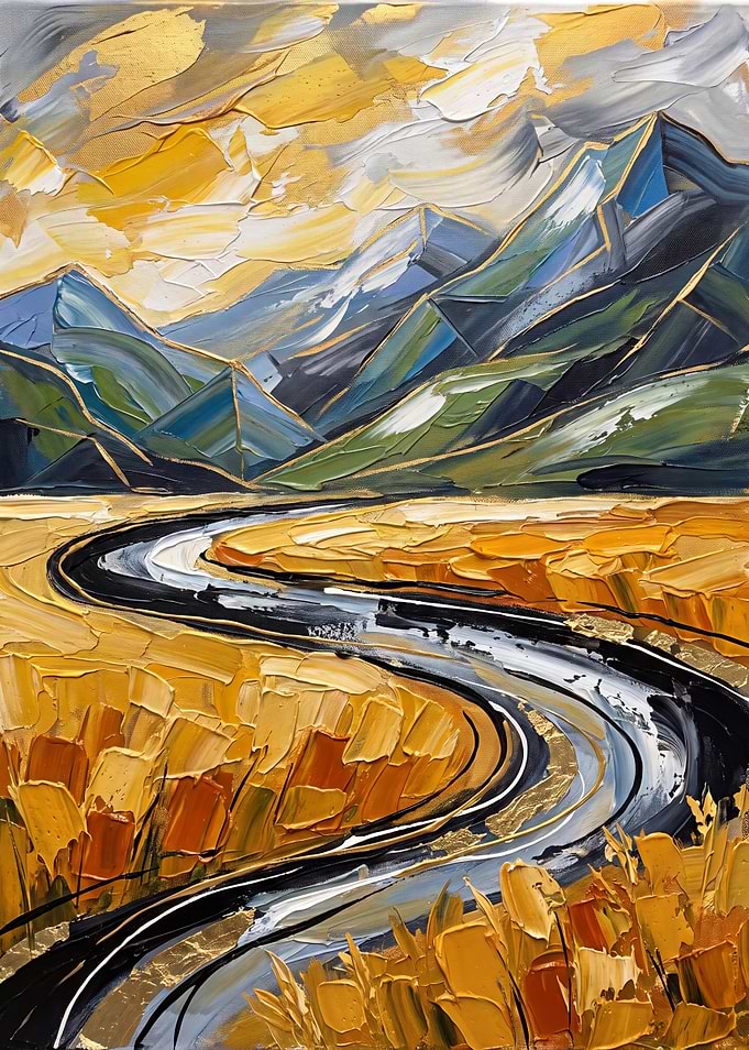 Abstract Impasto Mountain Landscape Painting