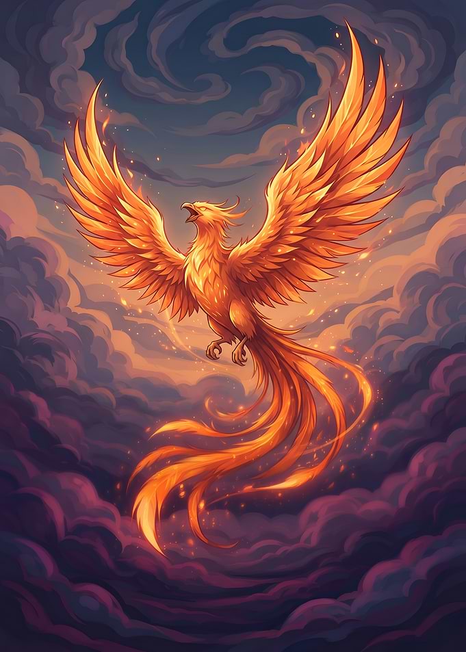 Majestic Phoenix Fire and Shadow Artwork