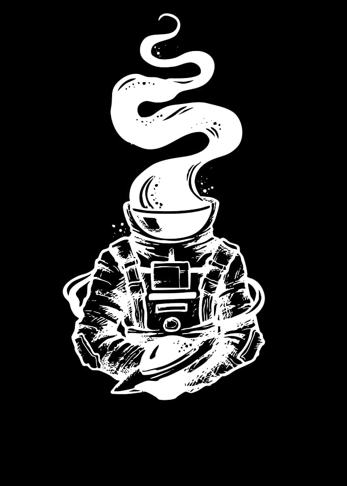 Astronaut with Smoking Helmet Graphic