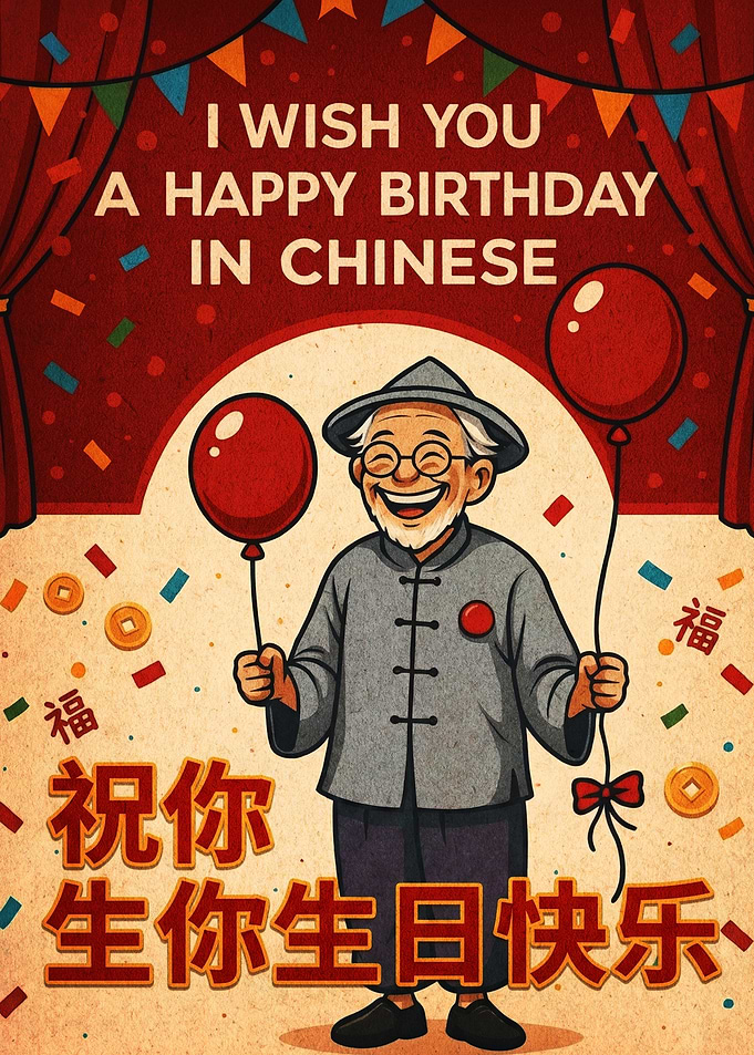 Chinese Birthday Greeting Poster
