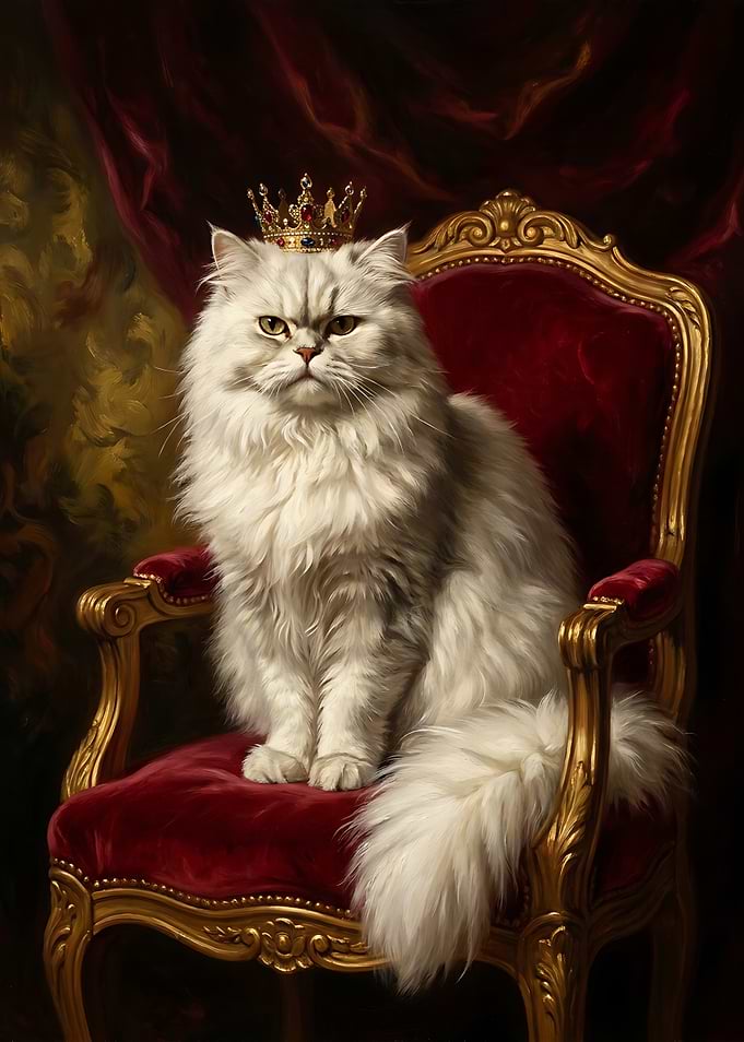 Funny Vintage Royal Cat King Poster Cat Wearing Crown