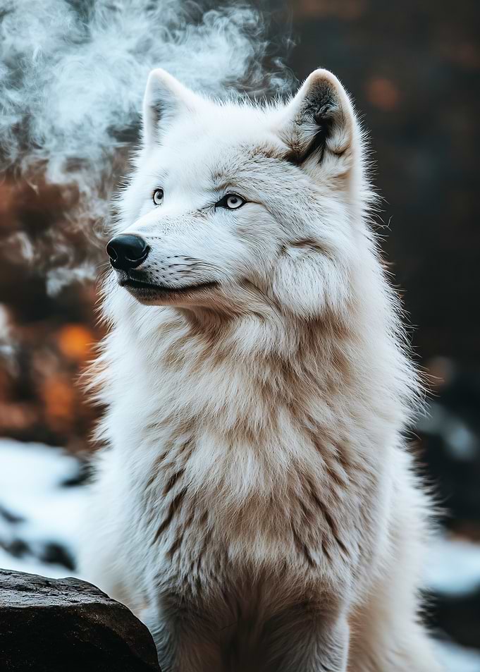Majestic White Wolf in Winter