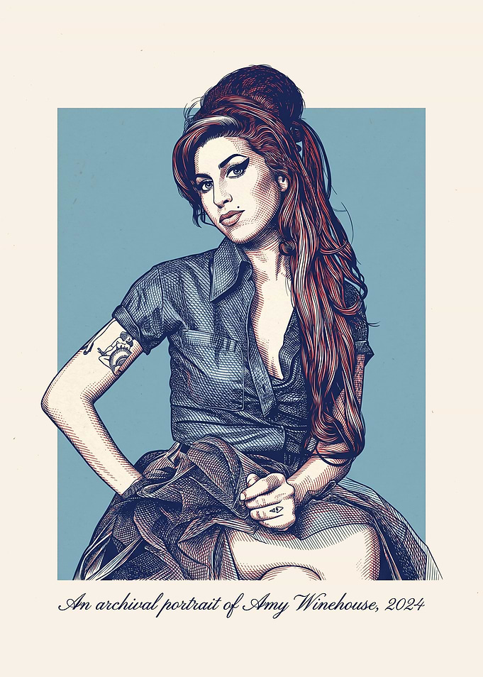 Amy Winehouse Archival Portrait Illustration