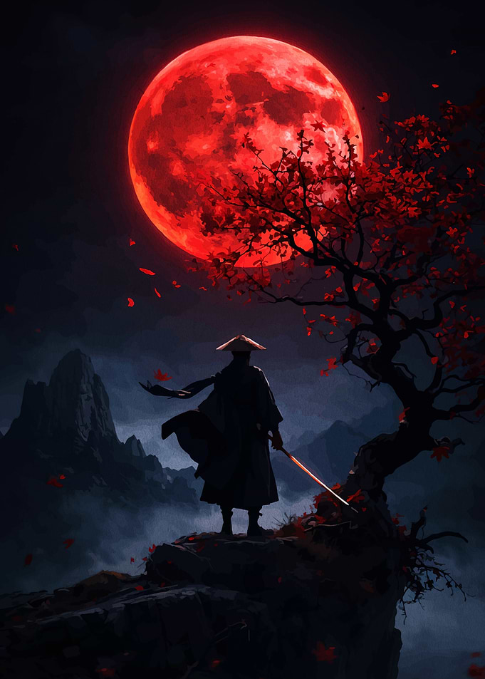 Samurai Under a Blood Red Moon